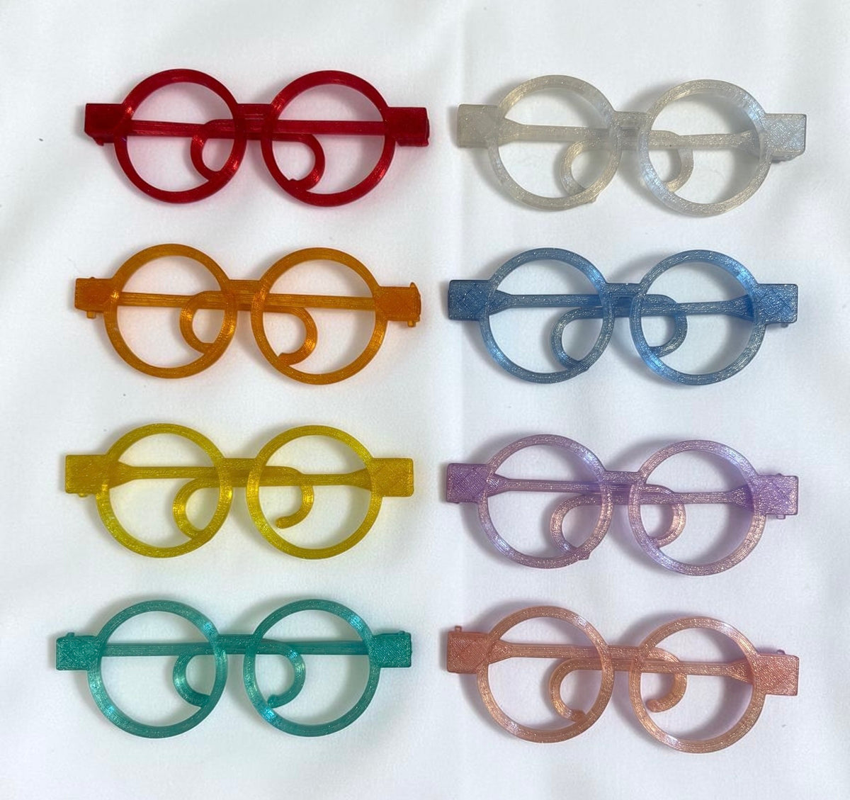 Round 3D printed glasses in 8 translucent colors for 16 inch Cabbage Patch Kids