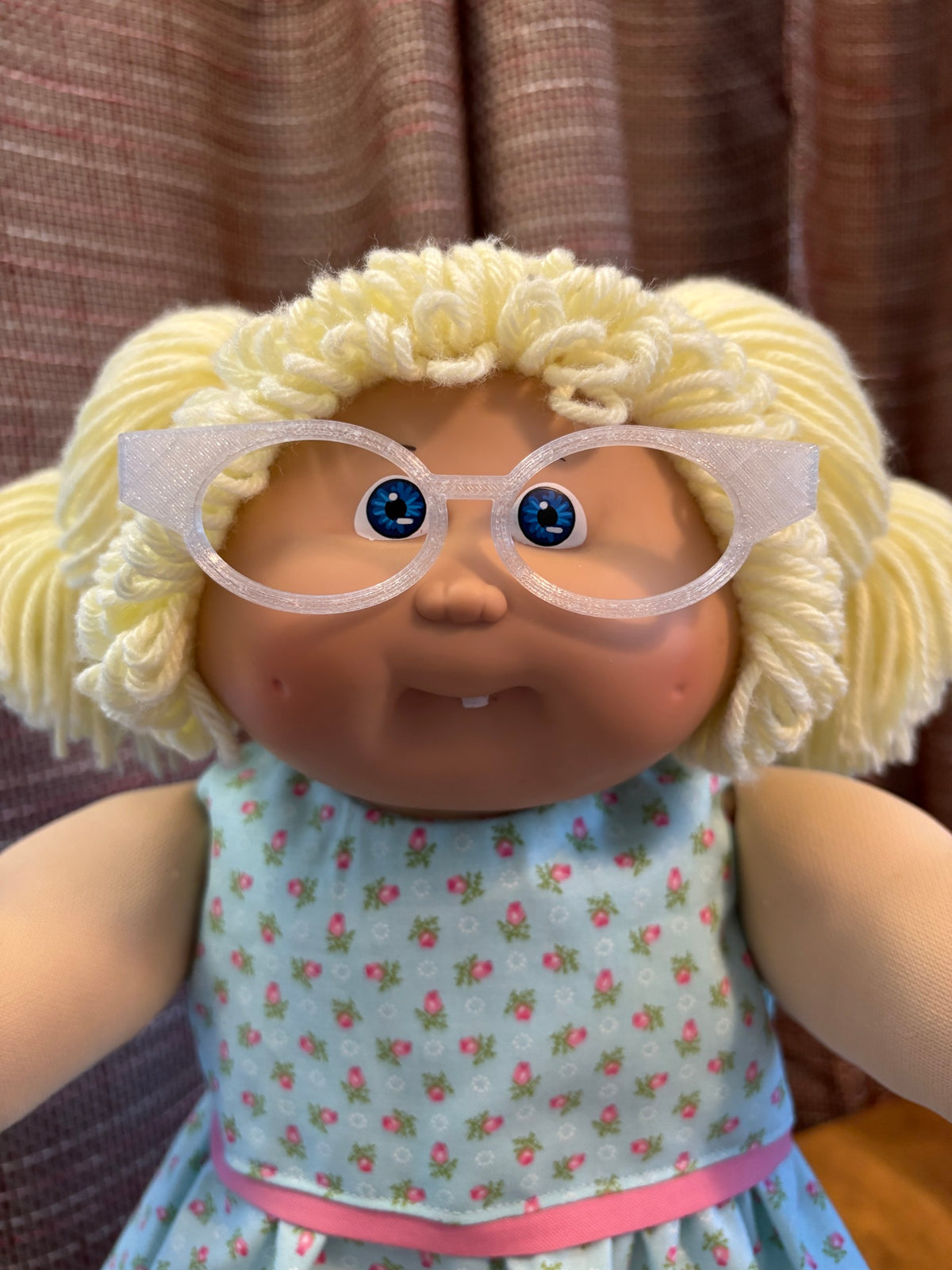 Clear cat eye glasses on a 16 inch Cabbage Patch Kids doll
