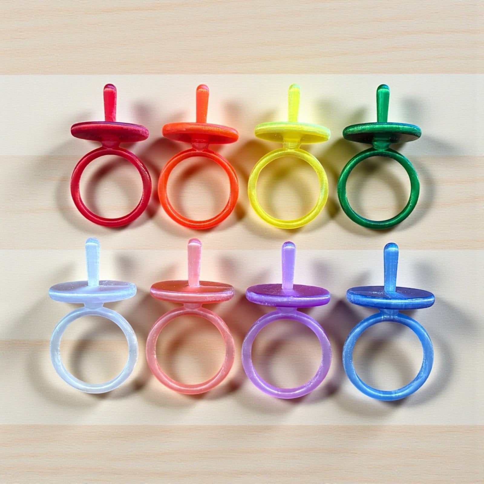 Replacement Pacifier For Cabbage Patch Kid Set Of 8 Rainbow Colors Translucent