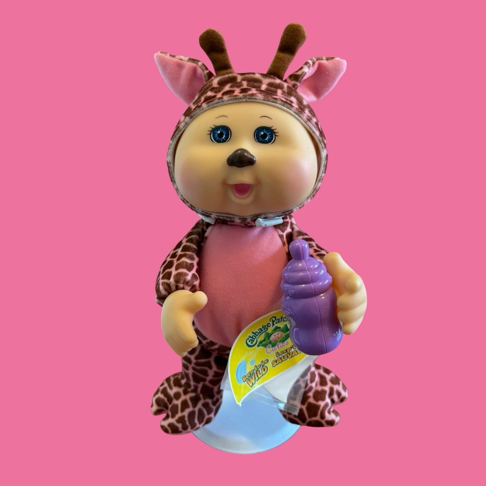 Cabbage Patch Kid Cutie Animal Doll - Born To Be Wild Pink Brown Giraffe New