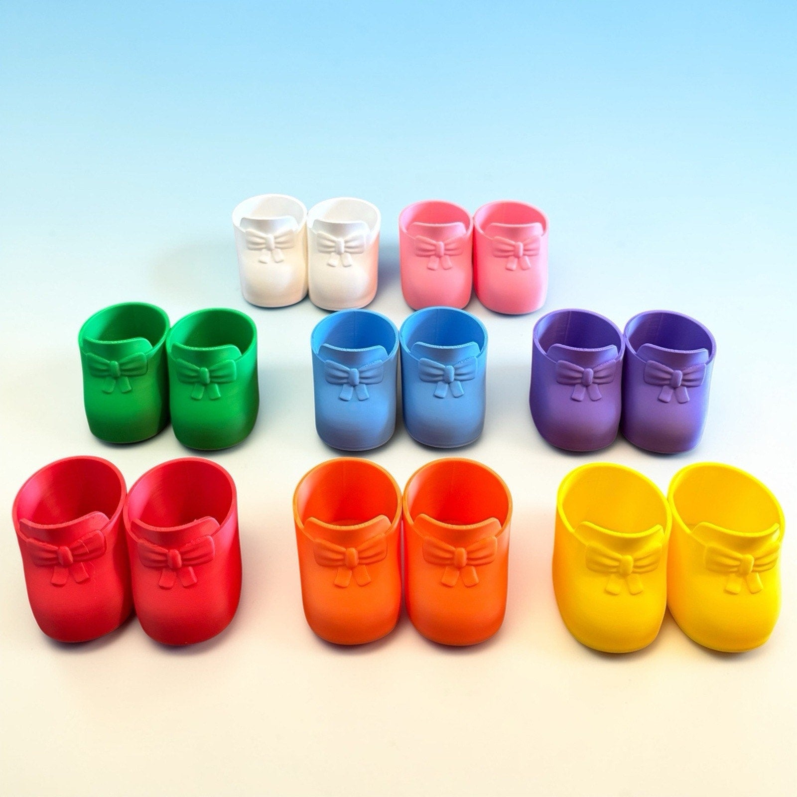 Replacement Shoes 16” Cabbage Patch 3D Printed Set 8 Bow Loafers Rainbow Colors