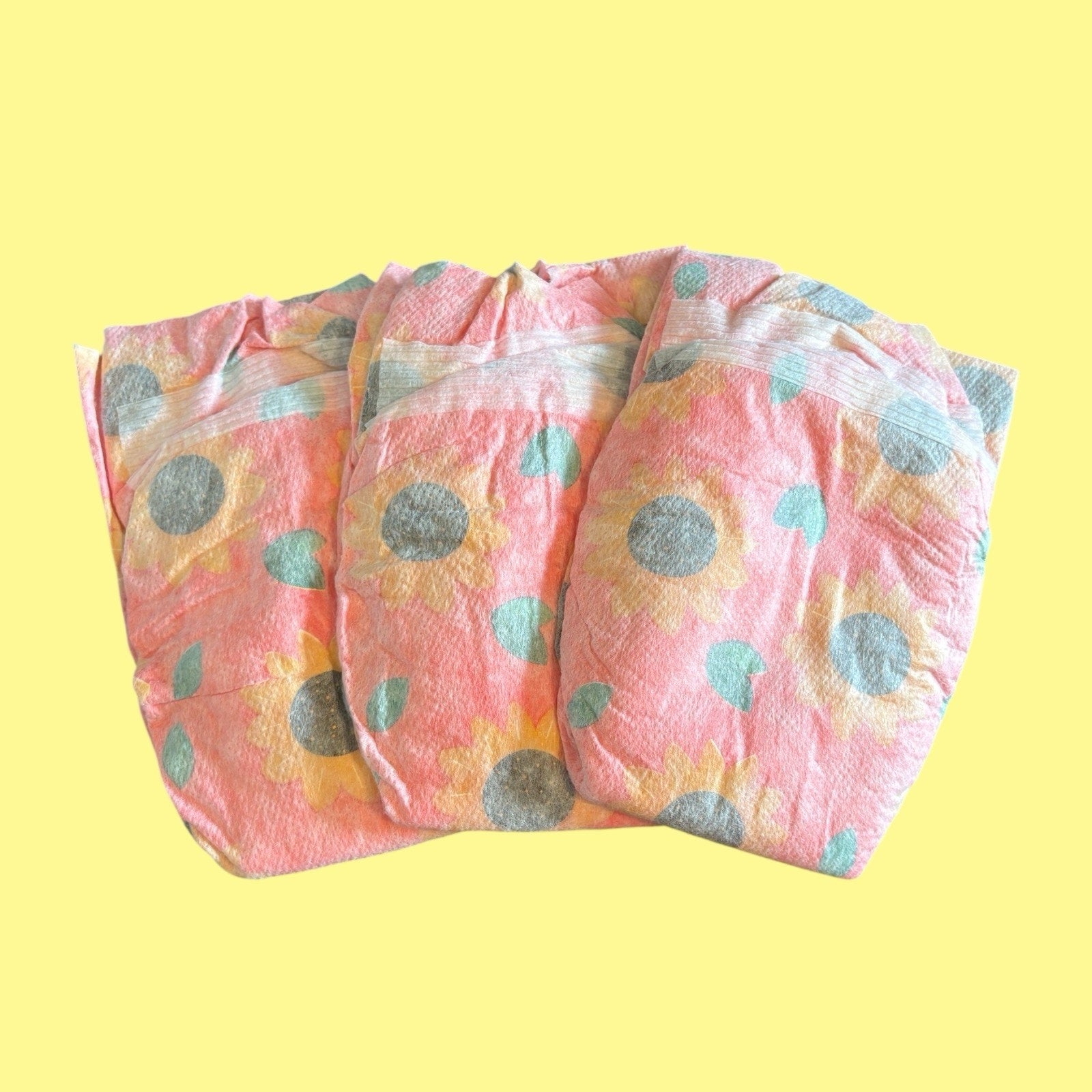 Set Of 3 Replacement Diapers For 16” Cabbage Patch Kids / Dolls Sunflowers