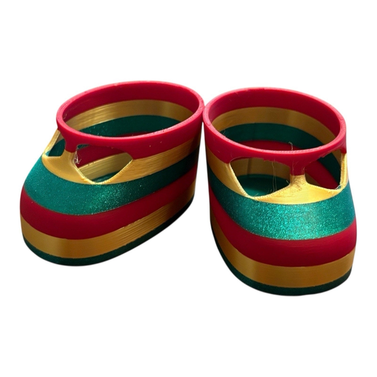 Replacement Shoes 16” Cabbage Patch 3D Printed Red Gold Green Christmas Stripe