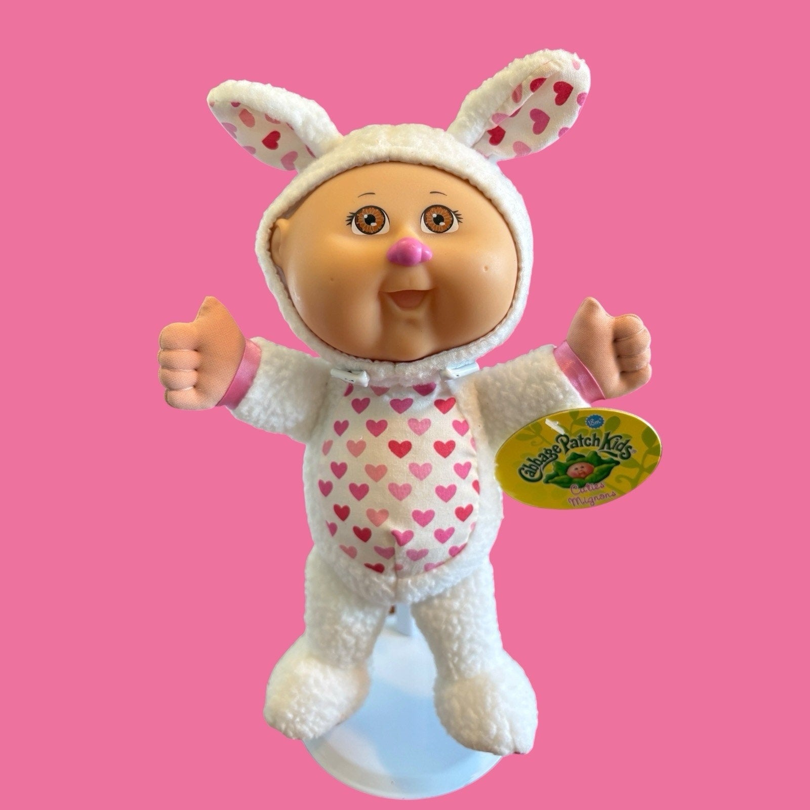 Cabbage Patch Kid Cutie Animal Doll - White Bunny Pink Hearts New Cute NWT