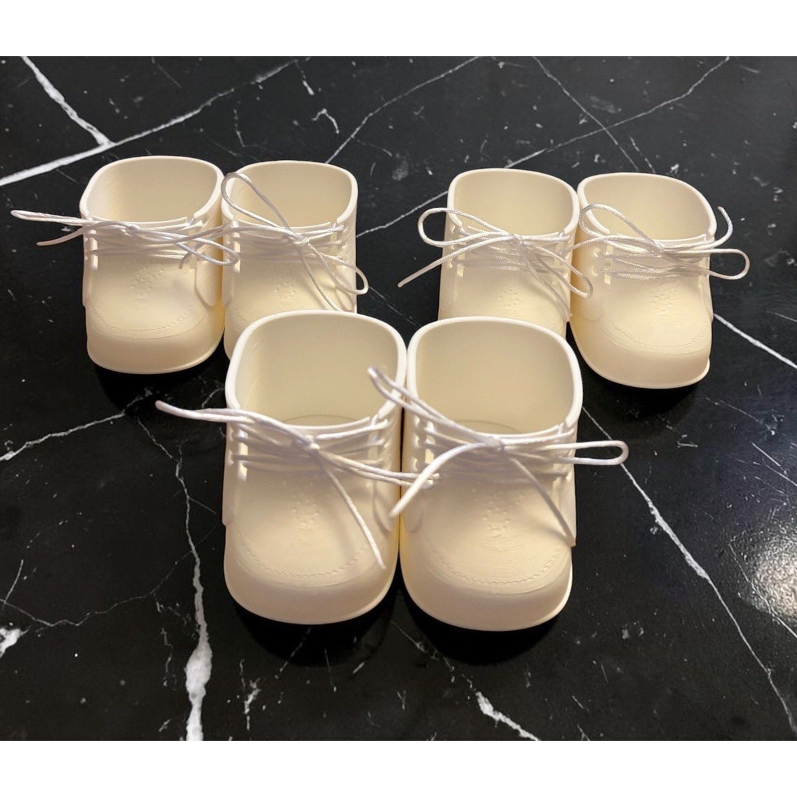 Replacement Shoes For Preemie Size Cabbage Patch 3D Printed White Lace Up 3 Pair