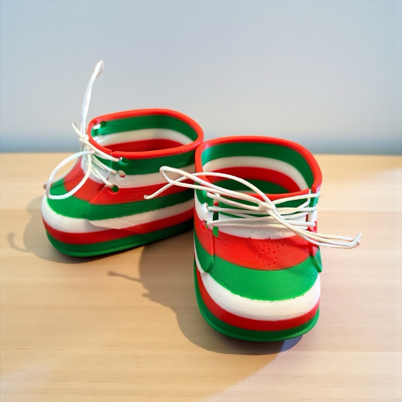 Replacement Shoes 16” Cabbage Patch 3D Printed Red White Green Stripe Christmas