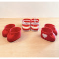 Shoes Set 16” Cabbage Patch Kid 3D Printed Valentine Heart Striped Shoe Set Of 3