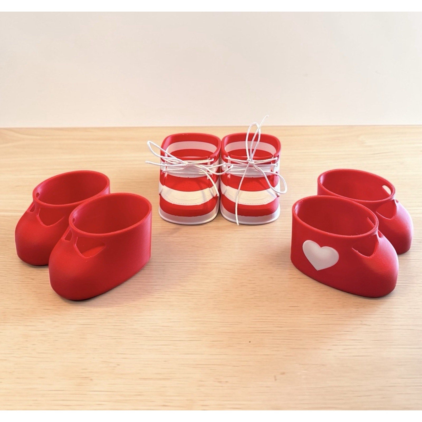 Shoes Set 16” Cabbage Patch Kid 3D Printed Valentine Heart Striped Shoe Set Of 3