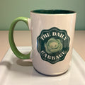The Daily Cabbage Double Sided Logo 15 Oz Drink Coffee Mug Green Trim