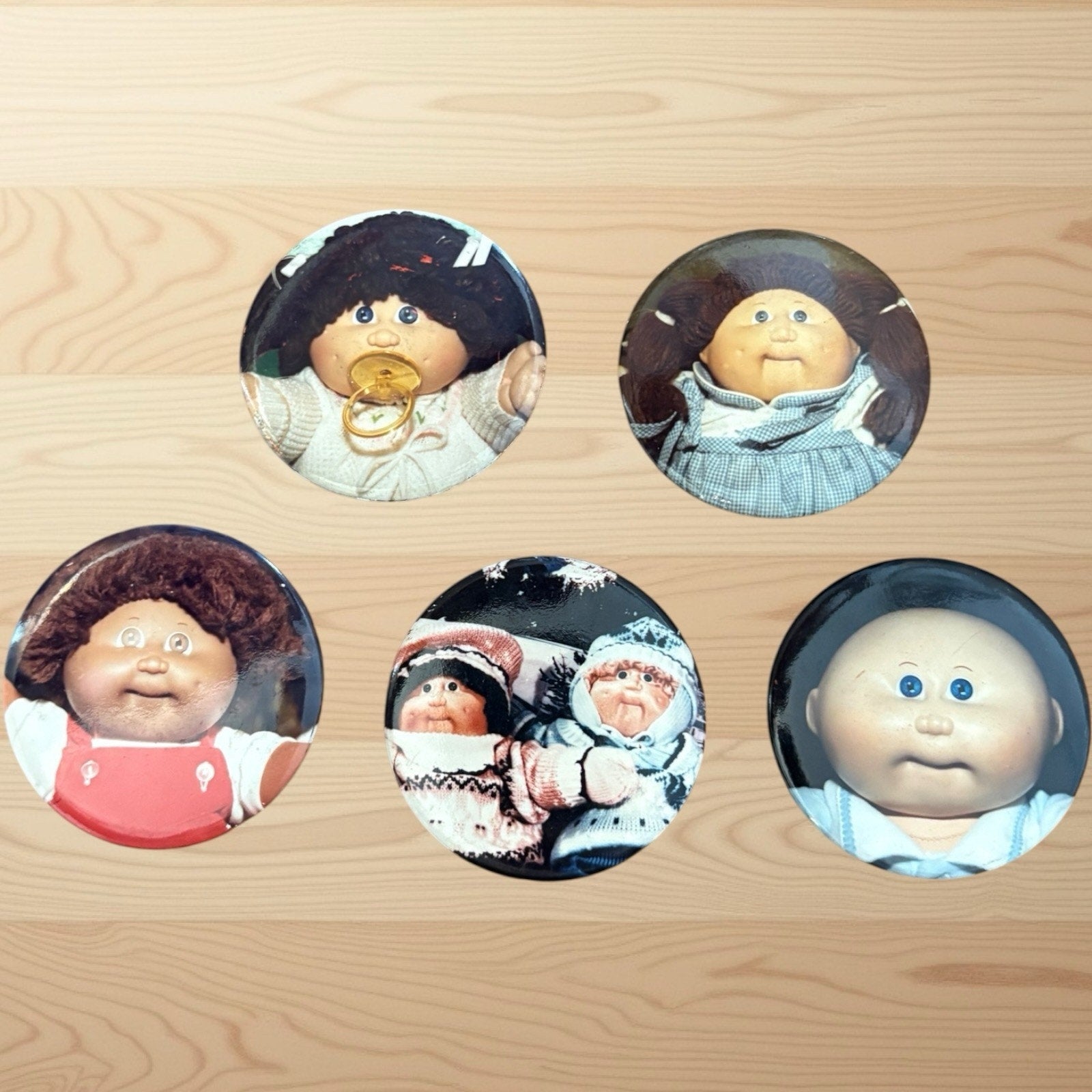Set Of 5 Vintage Cabbage Patch Kids 2” Buttons Pinbacks 1980s CPK